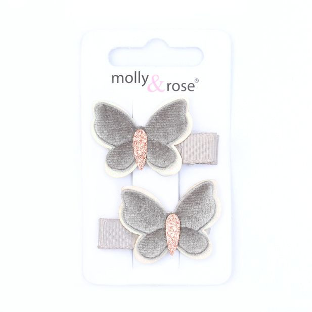 2 Velvet Butterfly Clips