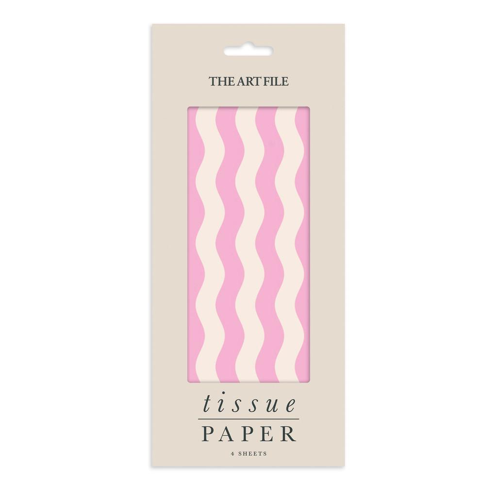 Pink Waves Tissue Paper - 4 Sheets