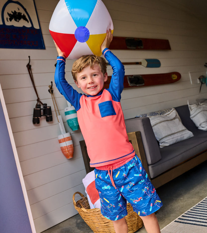 Coral & Navy Long Sleeve Rashguard
