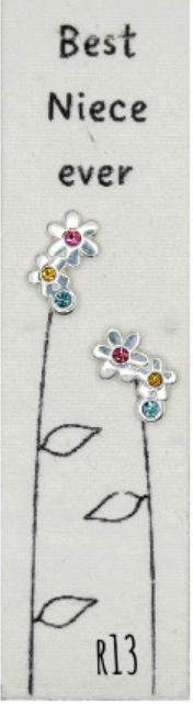 Earrings - Best Niece Ever Triple Flower Gem