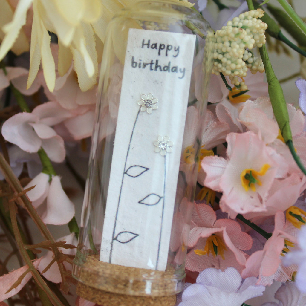 Earrings - Happy Birthday White Flower