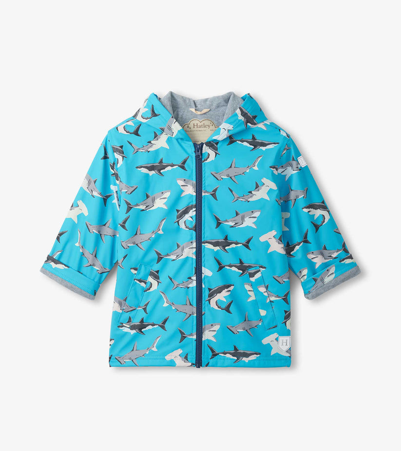 Colour Changing Shark Party Zip-Up Raincoat