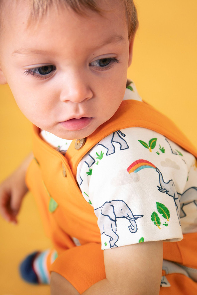 Lelant Dungaree - Spark Orange / Elephant
