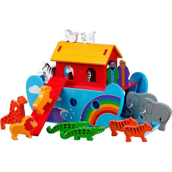 Small Rainbow Noah's Ark (With 16 Painted Characters)