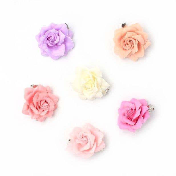 Small Fabric Rose On A Beak Clip