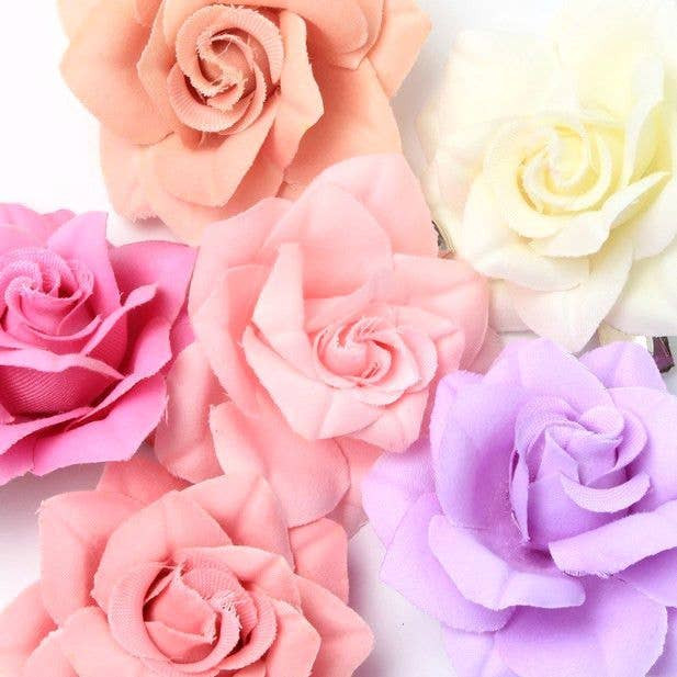 Small Fabric Rose On A Beak Clip