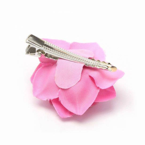 Small Fabric Rose On A Beak Clip