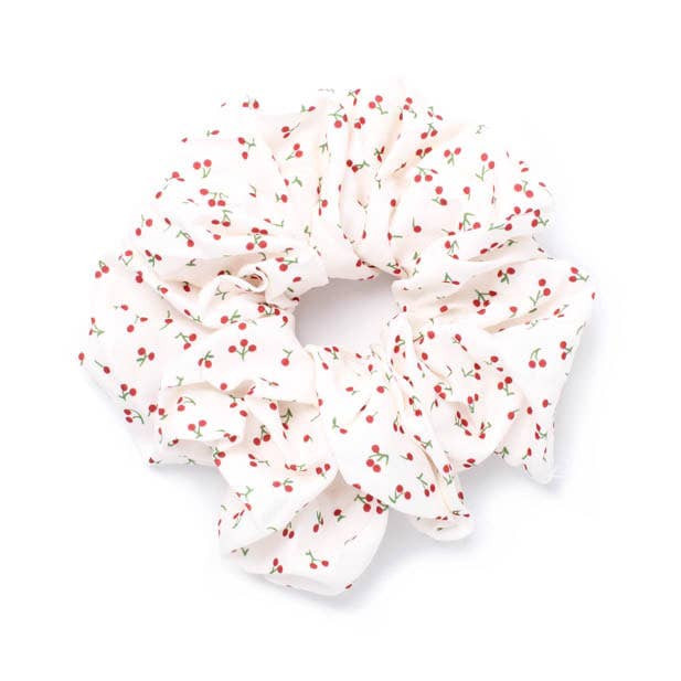 Heart & Cherry Print Scrunchie