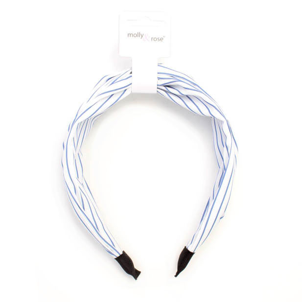Blue & White Striped Twist Top Aliceband