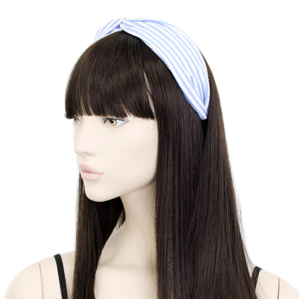 Blue & White Striped Twist Top Aliceband