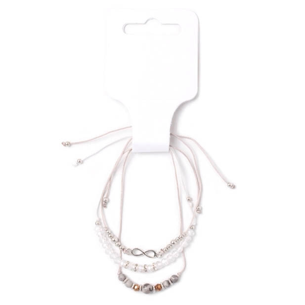 Adjustable Grey & White Corded Bracelets