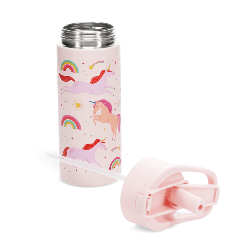 Stainless Steel Bottle With Push Button Lid 500ml - Unicorn