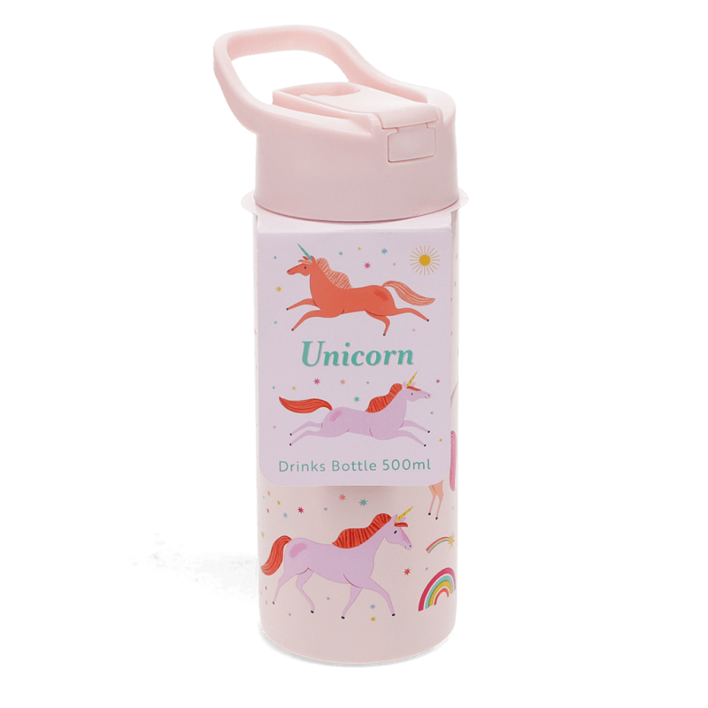 Stainless Steel Bottle With Push Button Lid 500ml - Unicorn