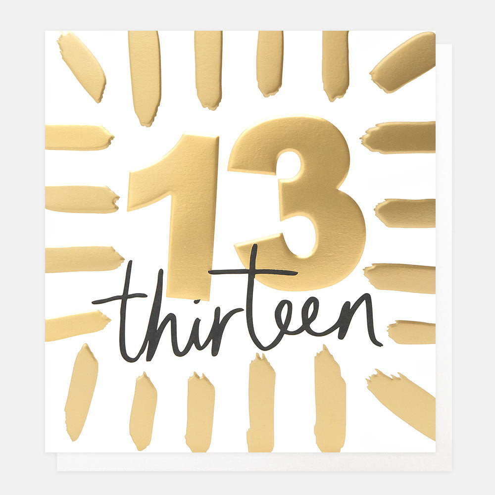 Gold Brushstrokes 13th Birthday BSH008
