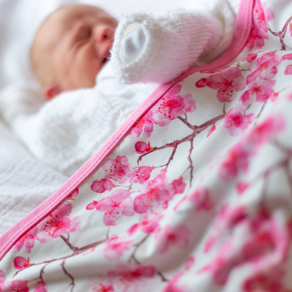 Cherry Blossom Unisex Baby Cotton Sleepsuit