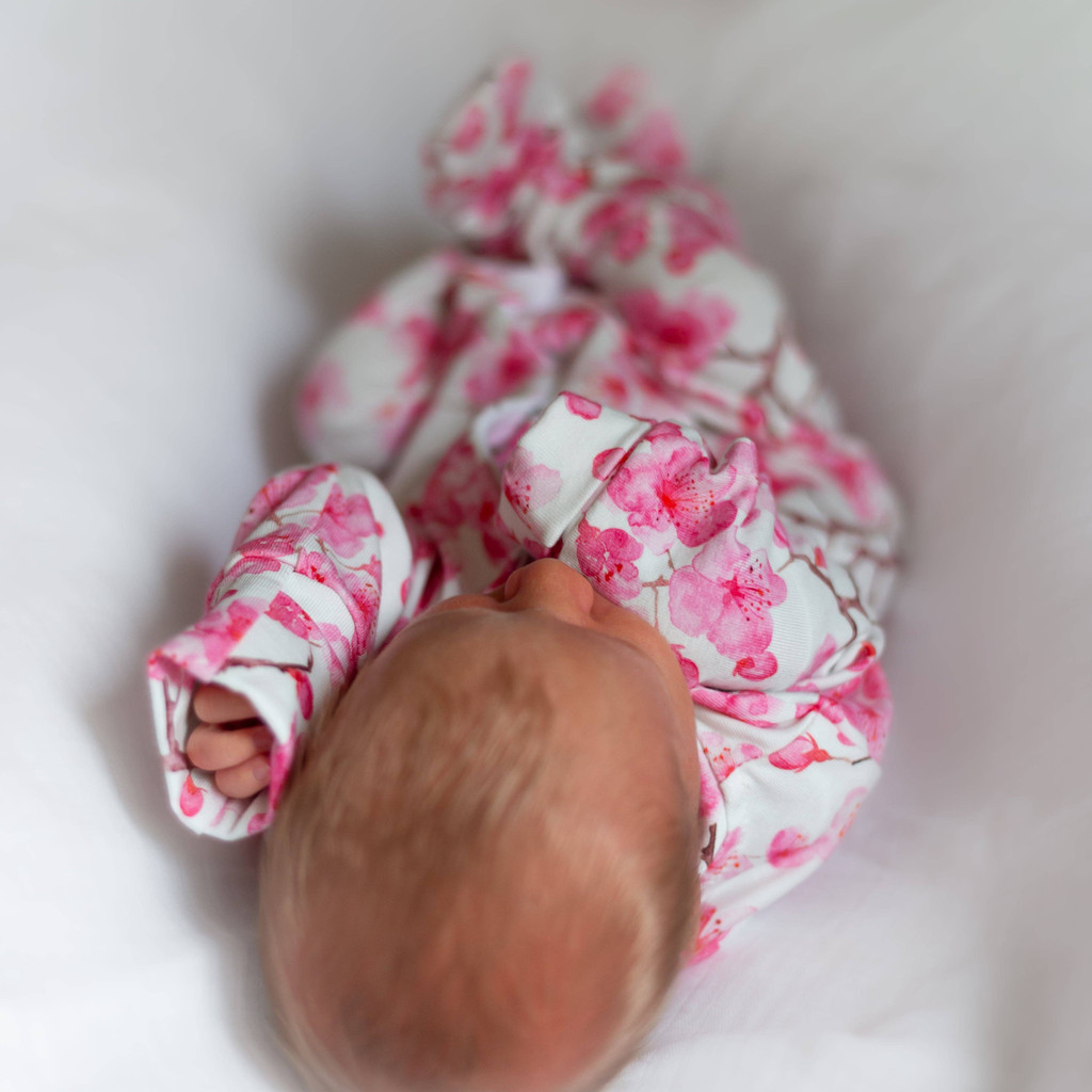 Cherry Blossom Unisex Baby Cotton Sleepsuit