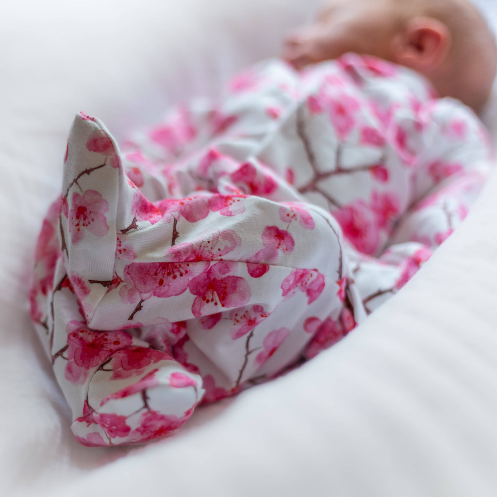 Cherry Blossom Unisex Baby Cotton Sleepsuit