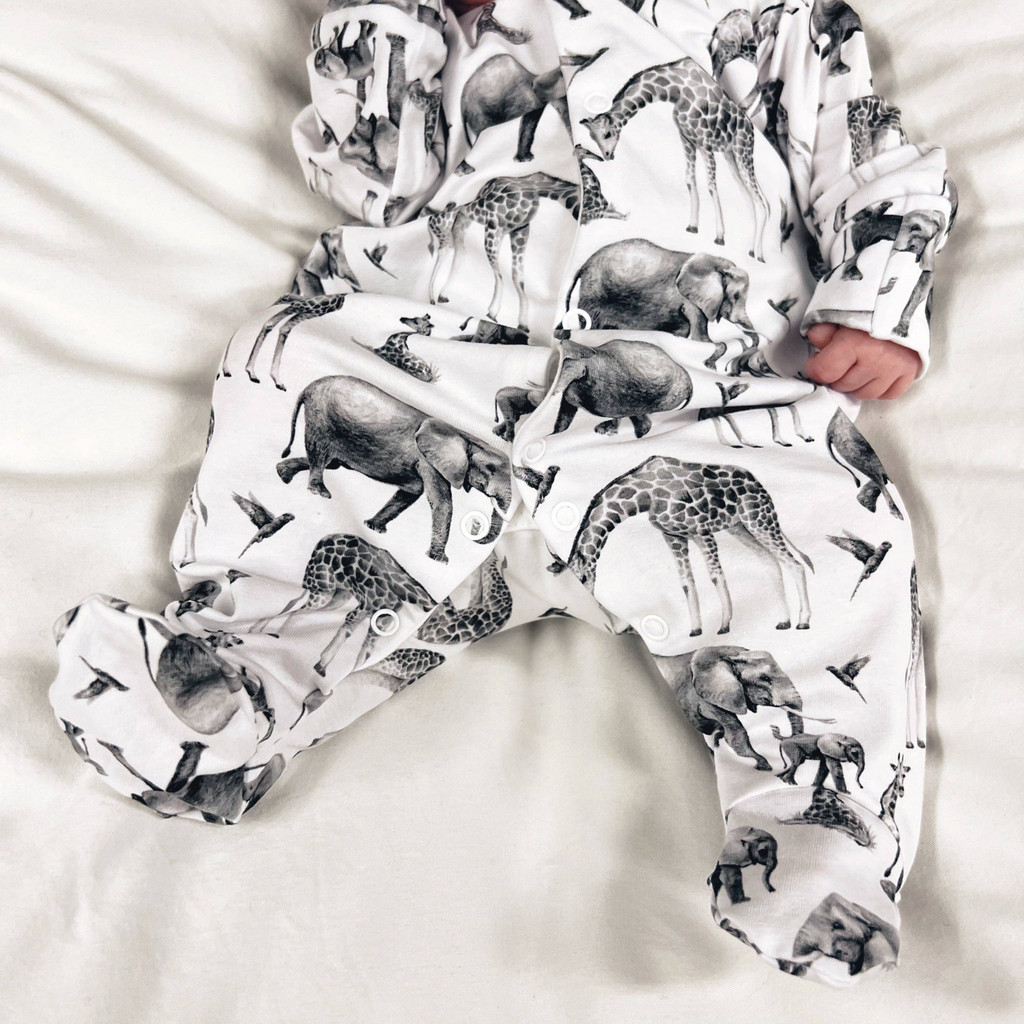 Safari Animal Unisex Baby Cotton Sleepsuit