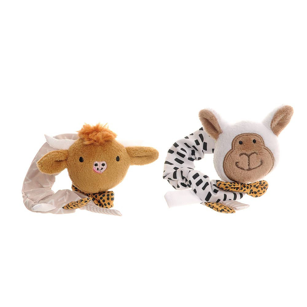 Plush Highland Cow & Sheep Wrist Rattles