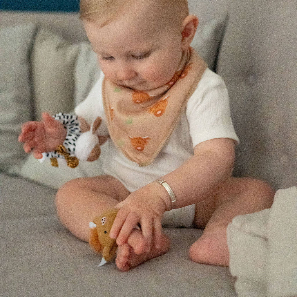 Plush Highland Cow & Sheep Wrist Rattles
