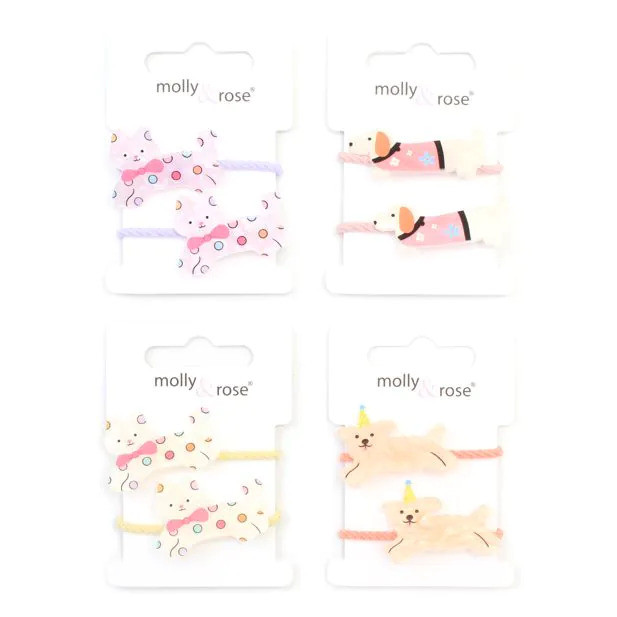 Animal Motif Elastics - Pastels 2pk