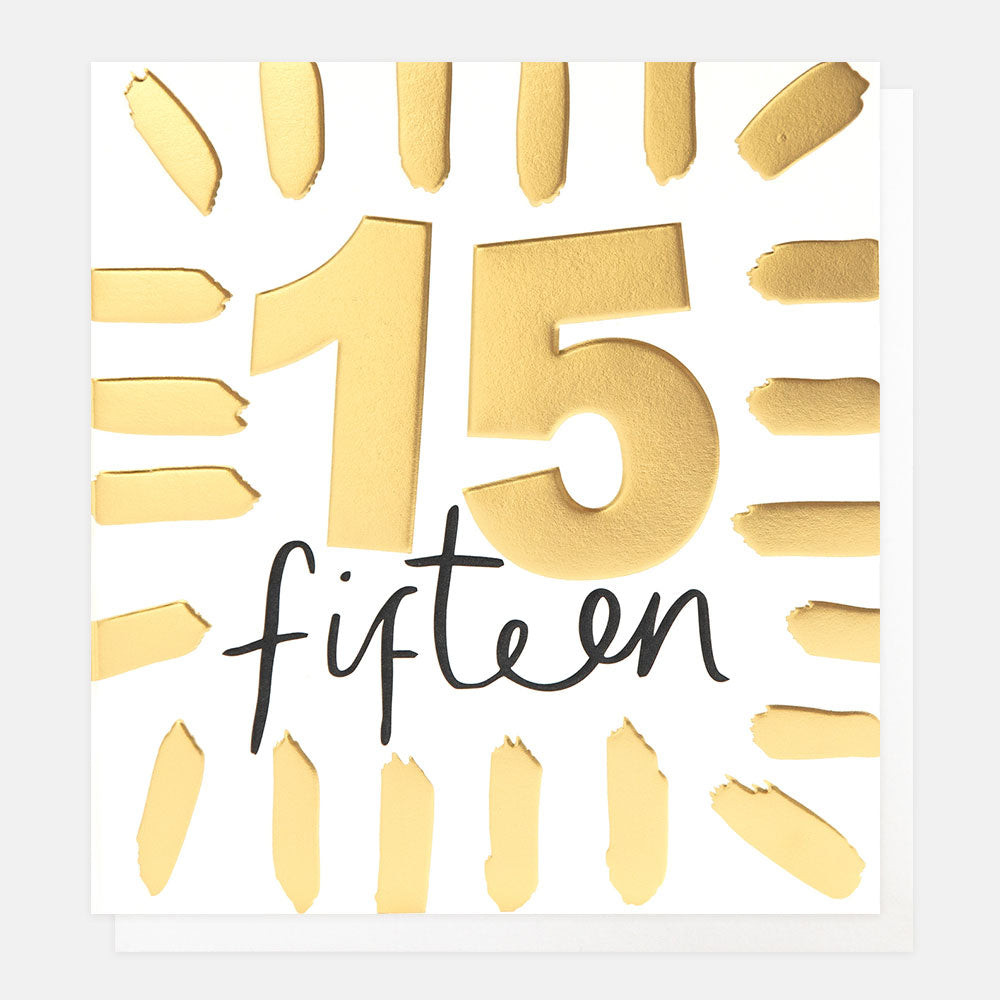 Gold Brushstrokes 15th Birthday BSH010