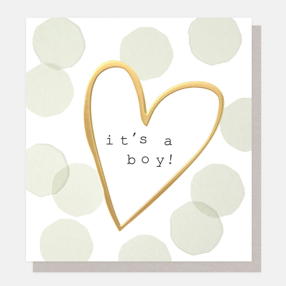 Confetti & Gold Heart New Baby Boy CFT002