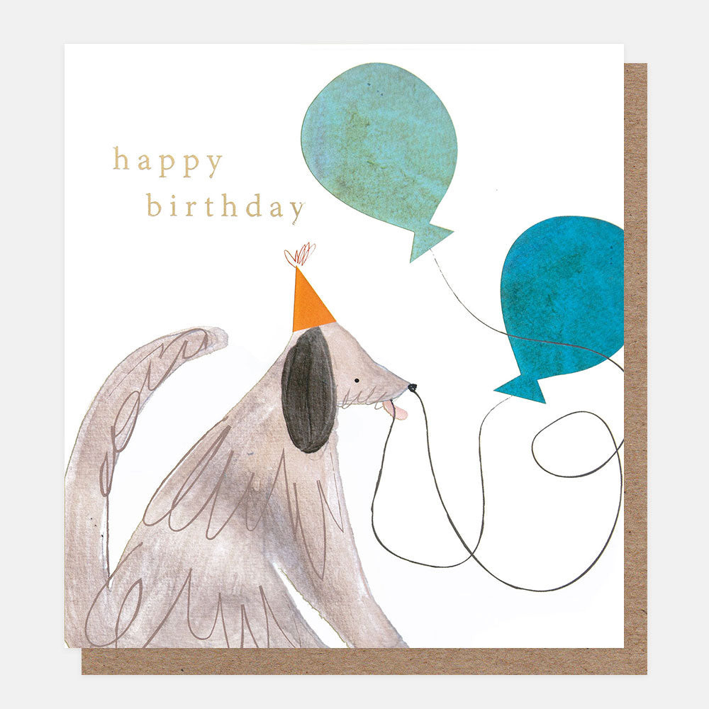 Grey Dog With Balloons Birthday PSH002
