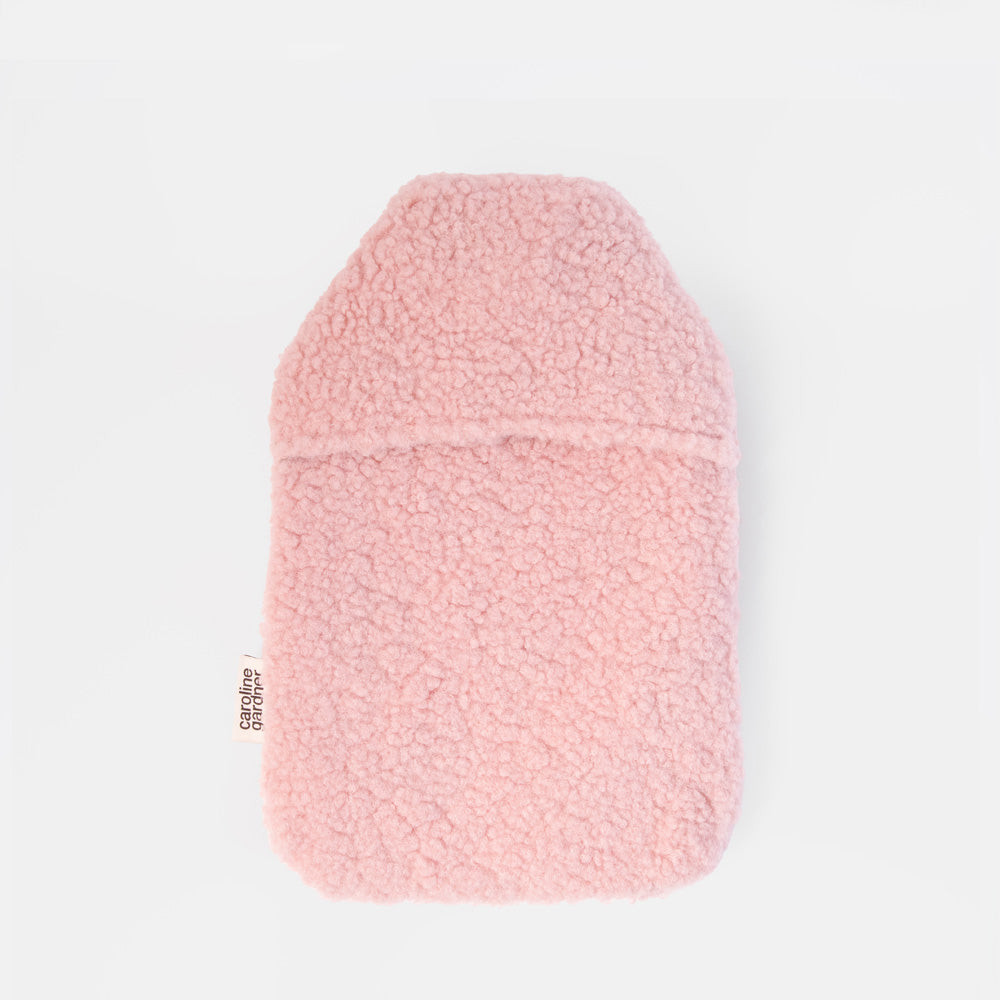 Light Pink & Green Heart Borg Hot Water Bottle