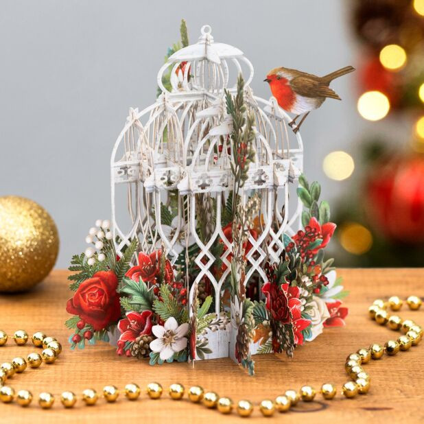 Christmas Flower Cage  - 3D Christmas Card X3D036