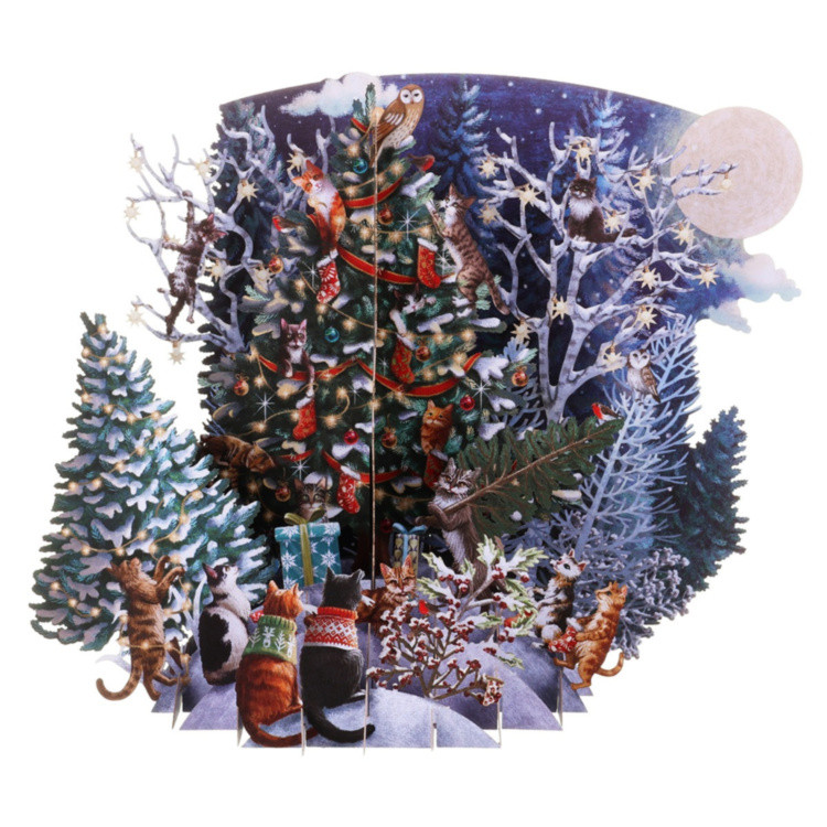 Cats & Tree Christmas 3D Card XTW043