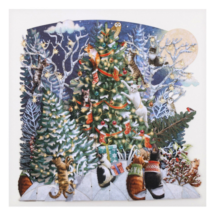 Cats & Tree Christmas 3D Card XTW043
