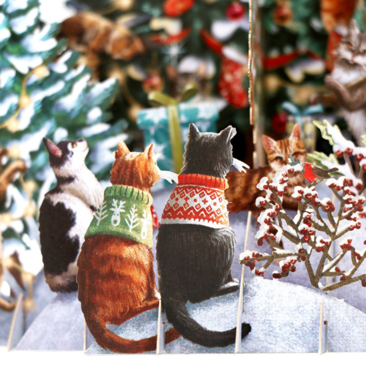 Cats & Tree Christmas 3D Card XTW043