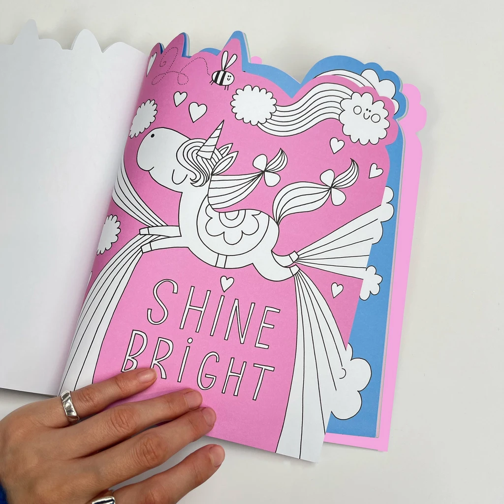 Magical Unicorn Die-Cut Colouring Book With Stickers