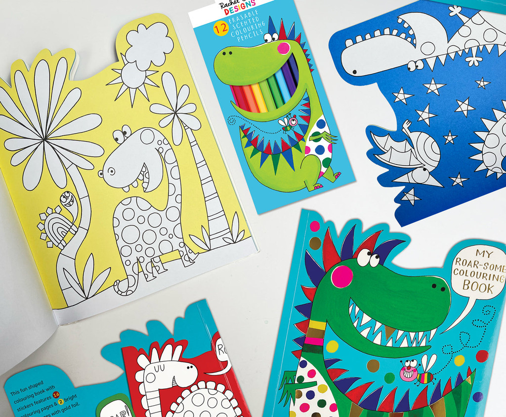 Roar-some Dinosaur Die-Cut Colouring Book With Stickers