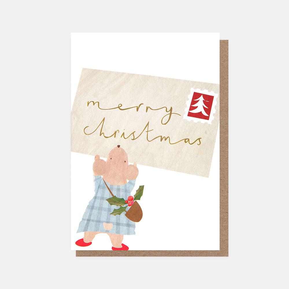 Mouse With Envelope Small Christmas Card Pack of 10 PQX213
