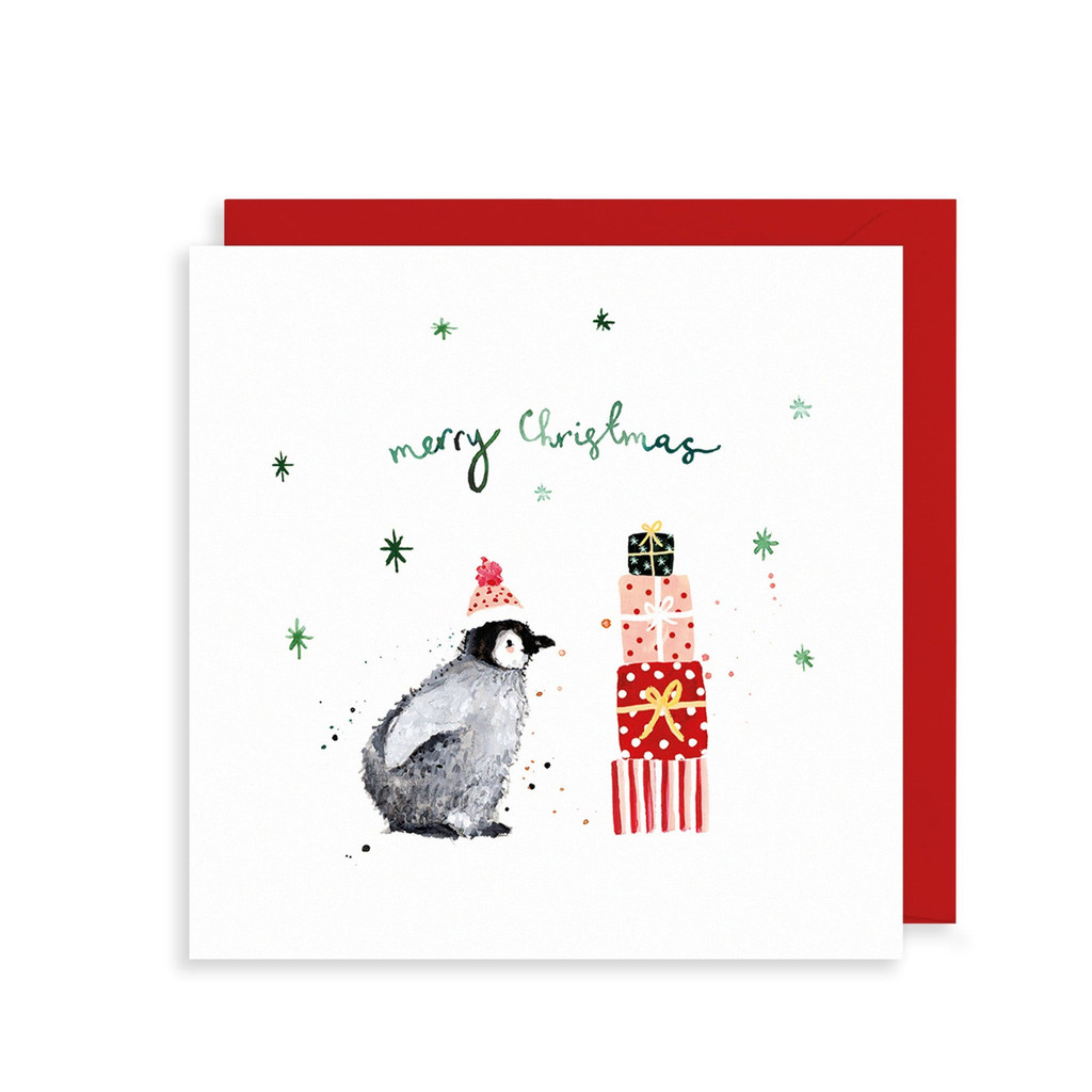 Penguin & Presents Merry Christmas Card LMXM87