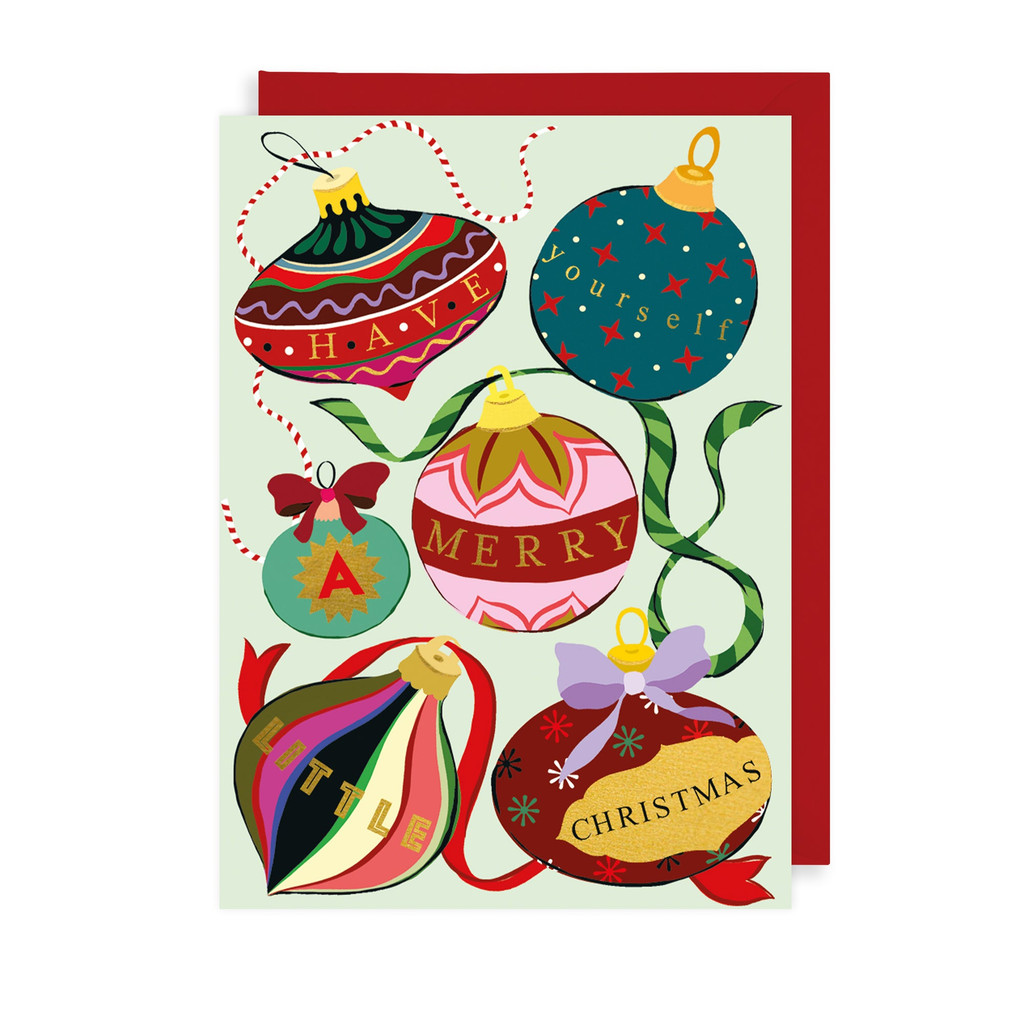 Vintage Baubles Single Christmas Card PVX01