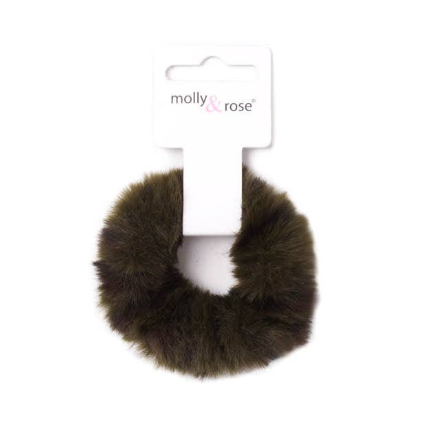 Small  Faux Fur Fabric Animal Print Scrunchie