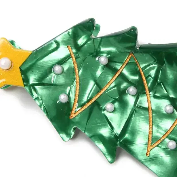 Pearlescent Christmas Tree Hair Clamp