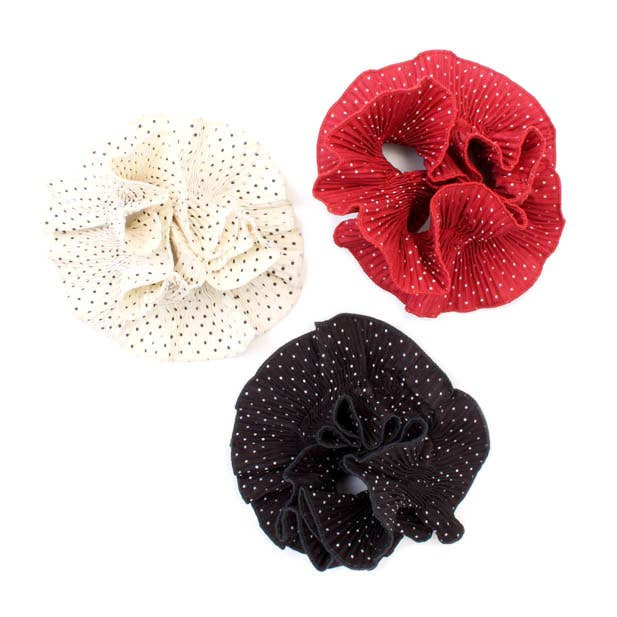 Double Layered Polka Dot Ribbed Scrunchie