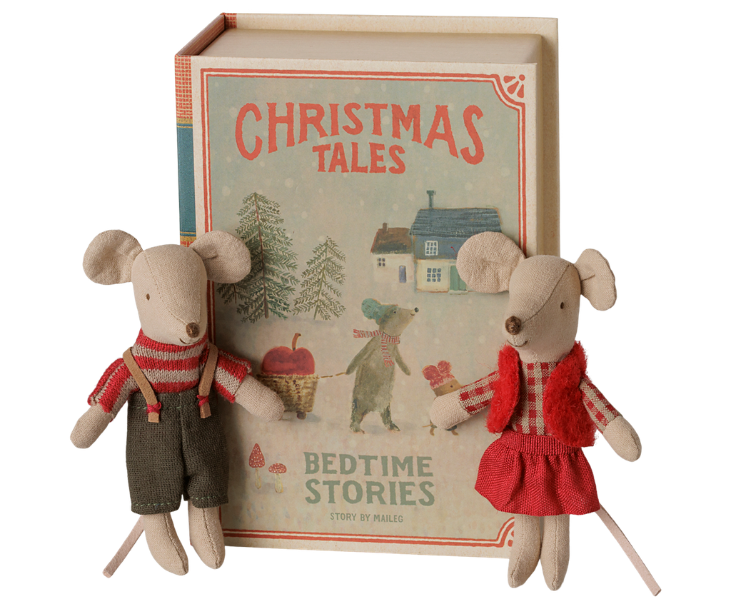 Christmas Twin Mice - Little Sister & Brother In Book