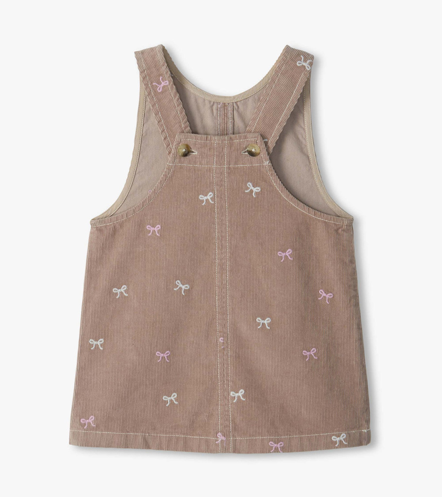 Girls Bow Embroidered Corduroy Dress