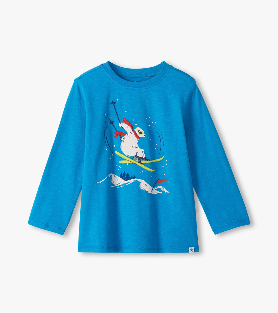 Skiing Bear Crew Neck Graphic Tee