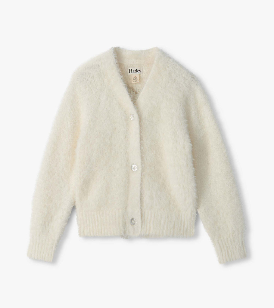 Gold Heart Fuzzy Shrunken Cardigan