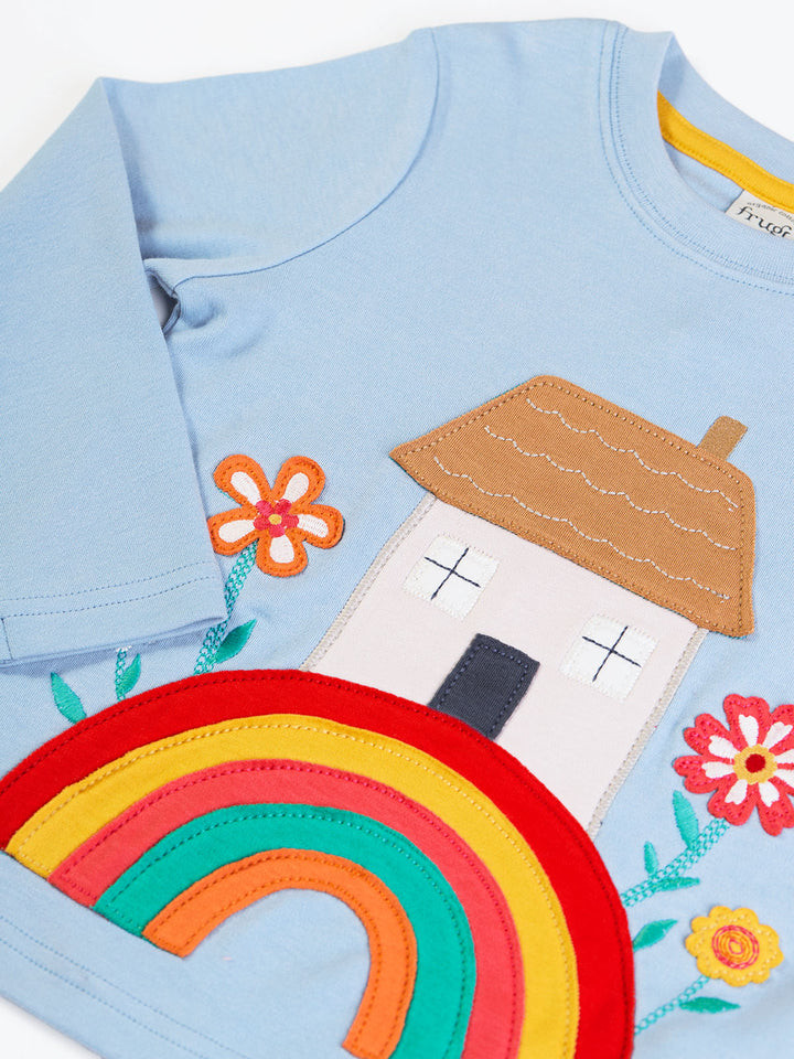 Adventure Applique Top - Winter Sky / House