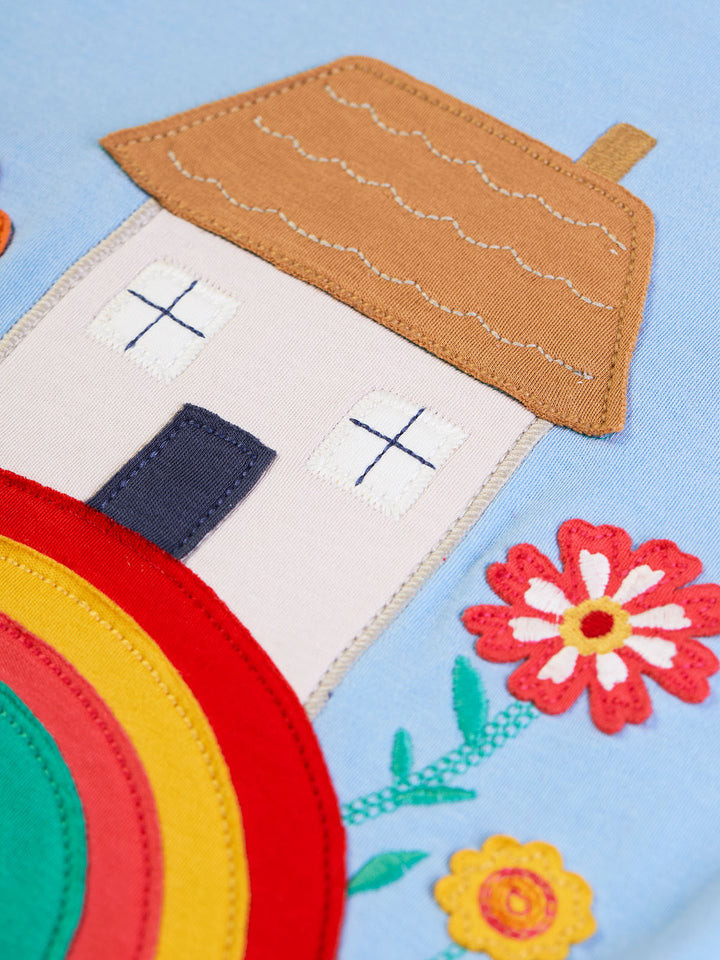 Adventure Applique Top - Winter Sky / House