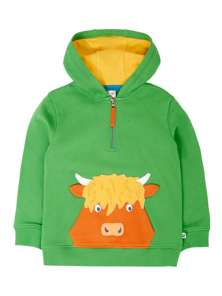 Hadley Half Zip Hoodie - Palm / Highland Cow