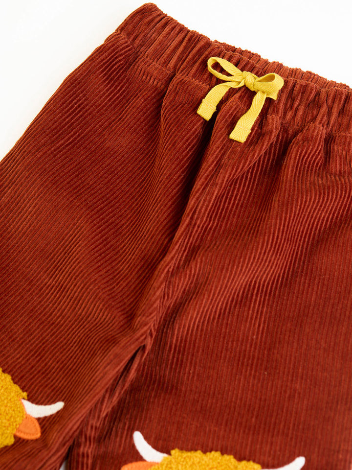 Arlo Cord Trousers - Rust / Highland Cow
