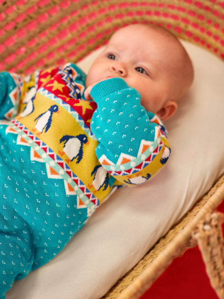 Lumi Knitted Romper - Moss / Winter Homes,